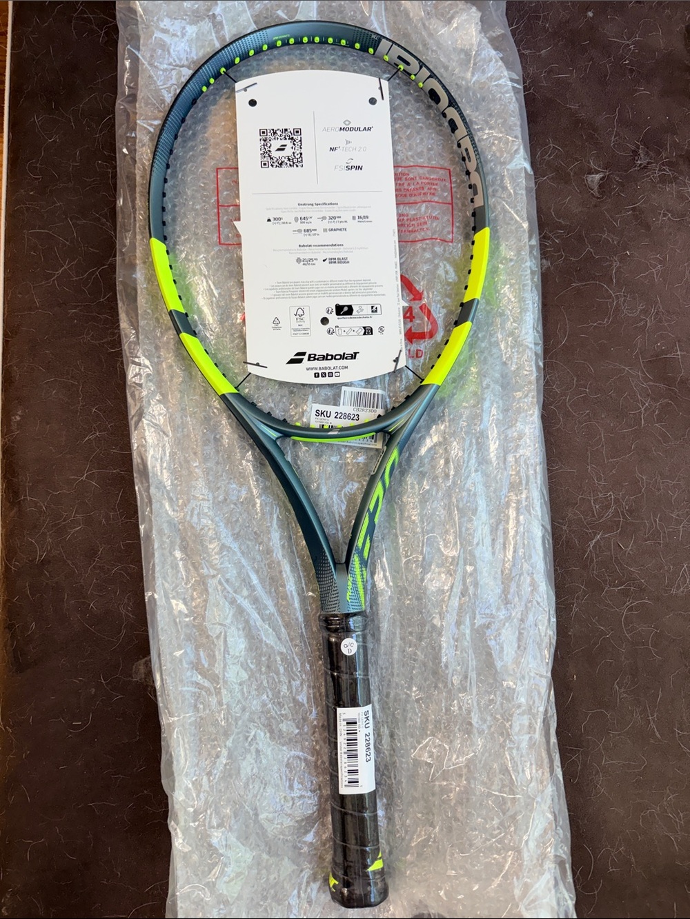 Babolat Pure Aero Tennis Racket - Neon Yellow/grey/green